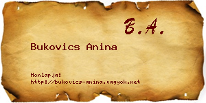 Bukovics Anina névjegykártya